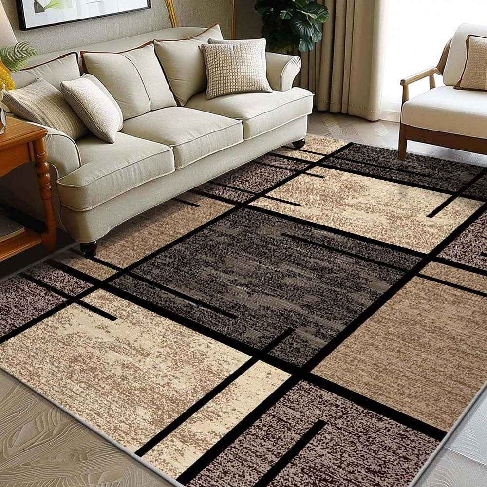 Luxurious Velvet Area - Premium Machine Washable, Fade-Resistant Polyester for Living Room, Bedroom, Office & Outdoor Decor - Rectangular, Lightweight, and Easy to Clean - 850g/sqm, & Geometric Pattern, Bedroom | Geometric Pa