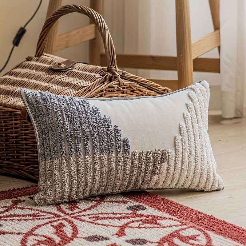 Handmade Textured Throw Pillows - Geometric Design, Soft Faux Fur, And Zipper Closure - Suitable for Sofa, Bed, Or Window Seat