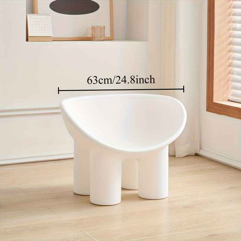 Modern Minimalist Four-Legged Elephant Accent Chair - Sturdy Plastic Indoor/Outdoor Furniture with White, , Mustard-Yellow, Beige, Brown, Grey, Black, or Light Brown - Easy-Clean Hard Floor Compatible, No Assembly Required, D