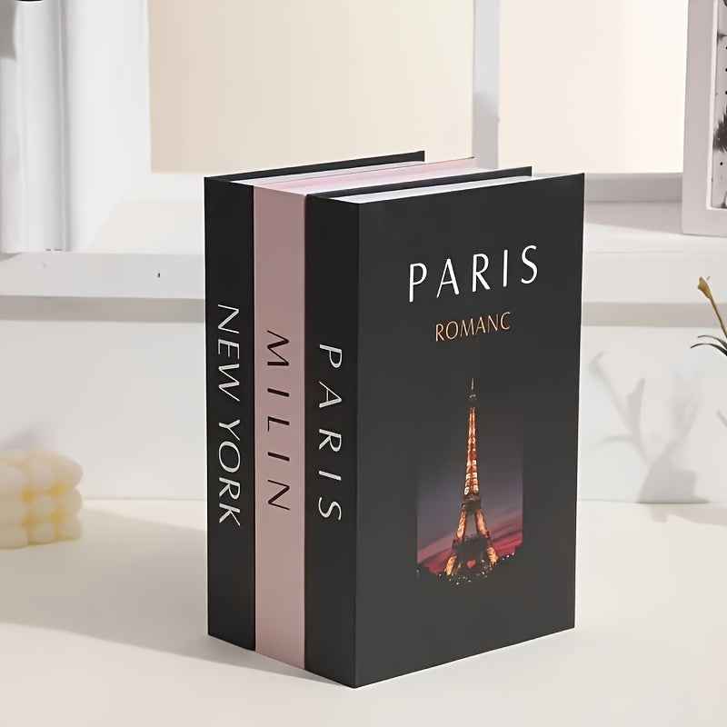 3pcs Decorative Fake Book Set, Walnut Material, London/New York Style, for Anyone, Christmas, Halloween Home Decor, Coffee Table Book Decor, Entry Table Decor