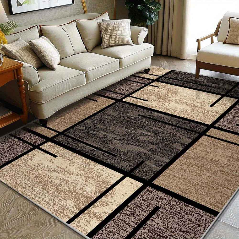 Luxurious Velvet Area - Premium Machine Washable, Fade-Resistant Polyester for Living Room, Bedroom, Office & Outdoor Decor - Rectangular, Lightweight, and Easy to Clean - 850g/sqm, & Geometric Pattern, Bedroom | Geometric Pa
