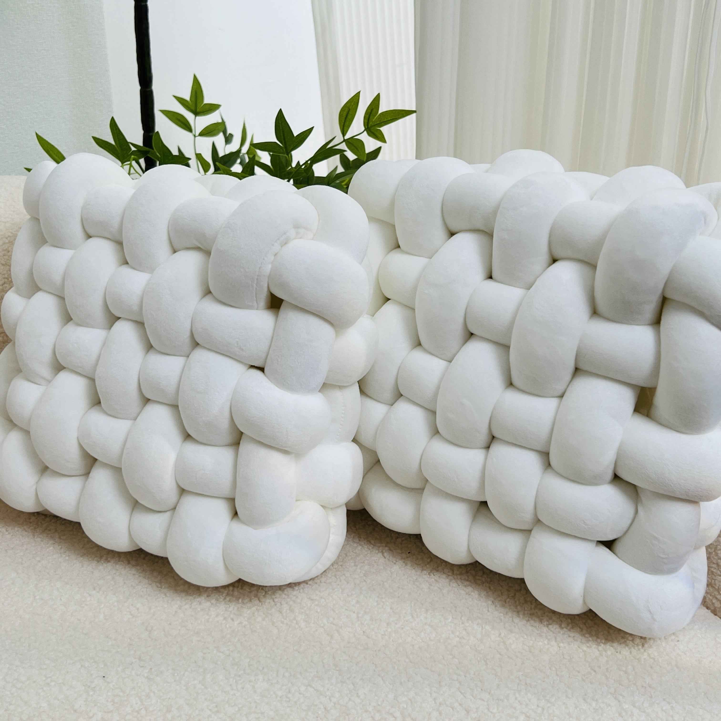 2pcs Knot Throw Pillow Soft Throw Pillow Home Decoration Cushion Square Office Knotted Plush Throw Pillow Cushion For Living Room Bedroom Sofa Couch Living Room Home Decor
