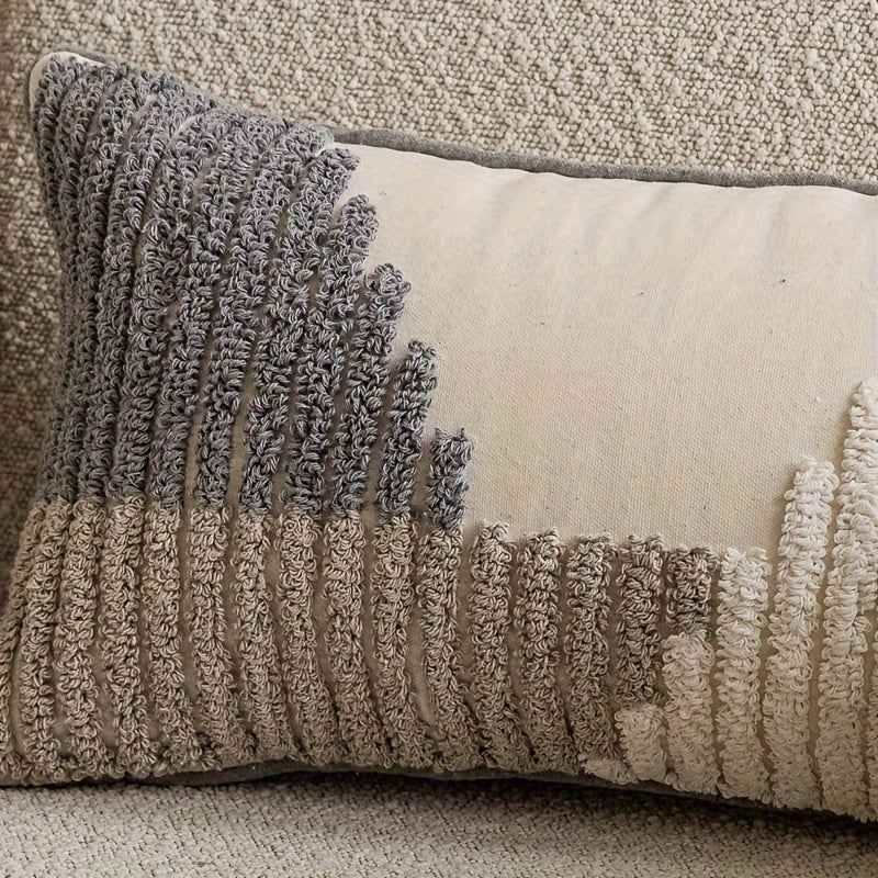 Handmade Textured Throw Pillows - Geometric Design, Soft Faux Fur, And Zipper Closure - Suitable for Sofa, Bed, Or Window Seat