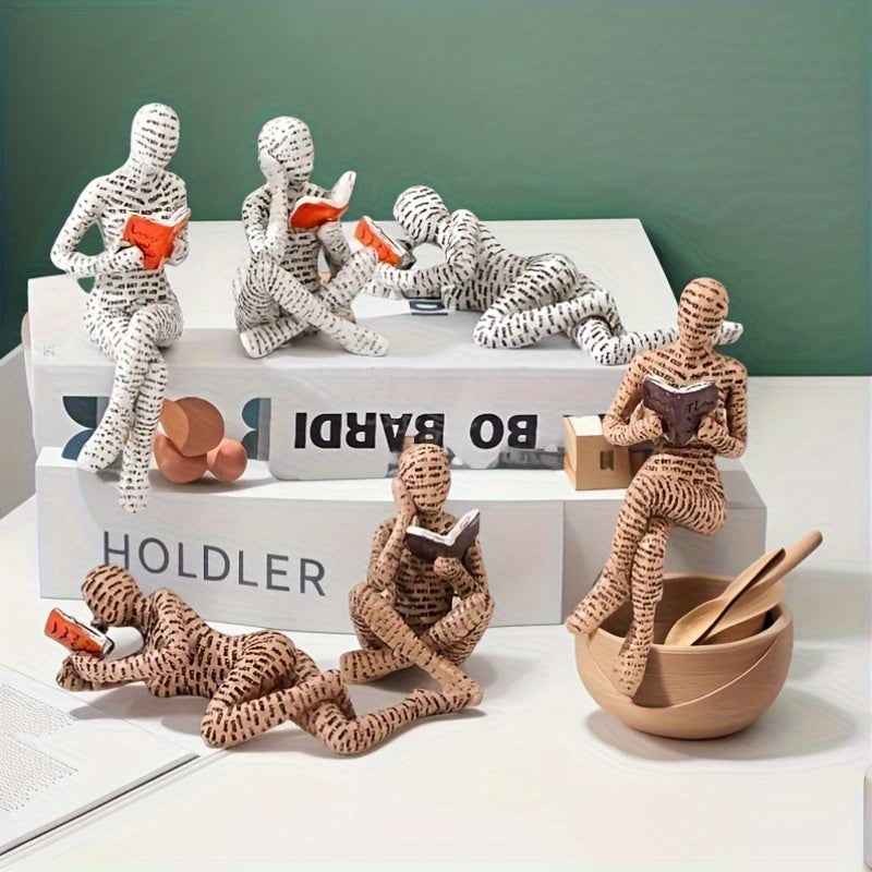 3pcs Set Modern Abstract Resin Reading Figure Statues - & Minimalist Book Lovers Decor, Indoor/Outdoor Home Office Bookshelf Decorations