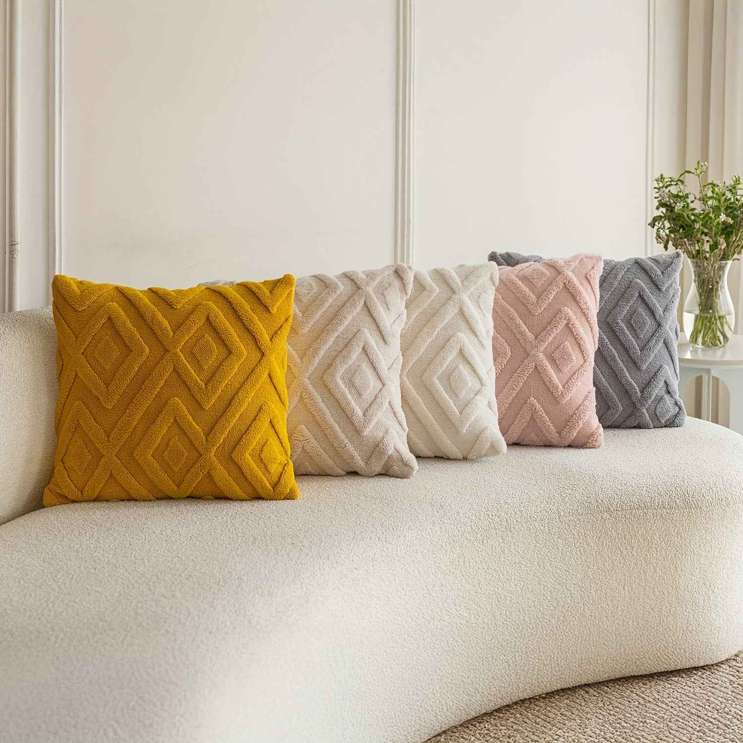 2pcs Boho Abstract Throw Pillow Covers, Soft Plush Polyester Fabric, Geometric Pattern, Zipper Closure, Hand Wash Only, 30.48x50.8cm, 45.72x45.72cm, 50.8x50.8cm - Farmhouse Style Decorative Cushion Cases for Couch, Sofa, Bedr