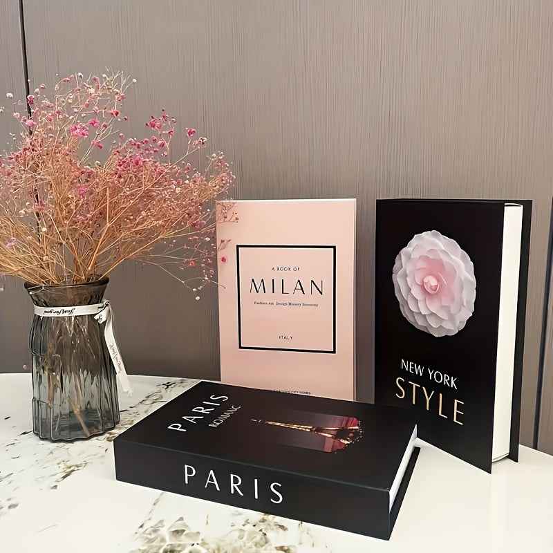 3pcs Decorative Fake Book Set, Walnut Material, London/New York Style, for Anyone, Christmas, Halloween Home Decor, Coffee Table Book Decor, Entry Table Decor