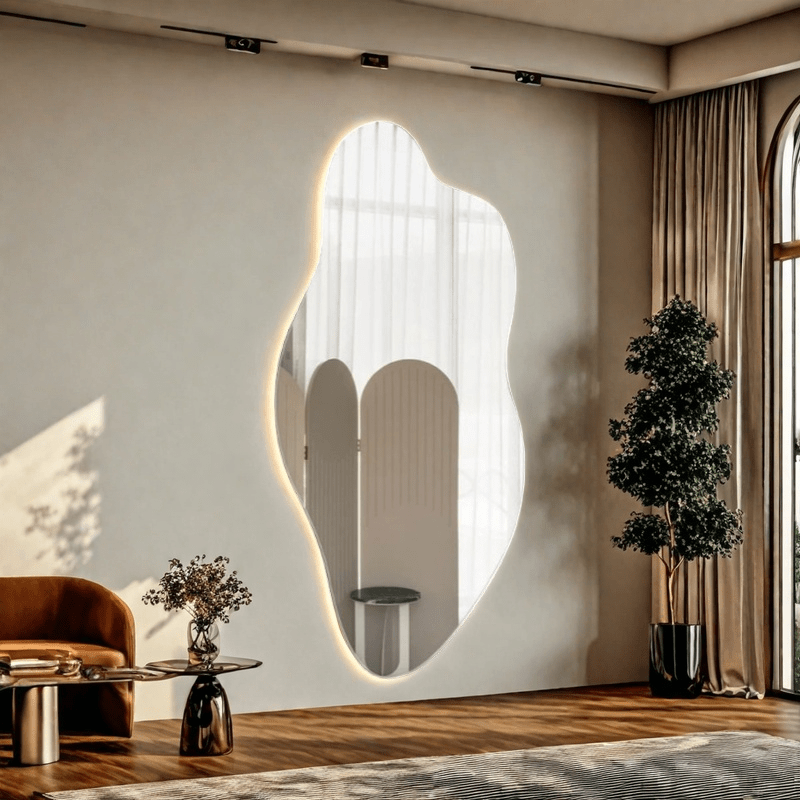 1pc Artistic Irregular Acrylic Mirror, Easy-to-Install No Drill Required Space-Saving Wall-Mounted Design for Bathroom, Entryway, Closet, Study Room, Bedroom Wardrobe Interior Door
