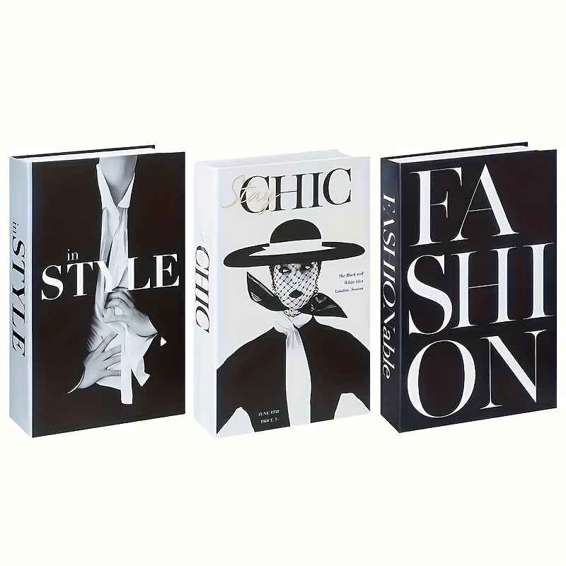 3pcs Nordic Style Book Ornament Set - Simple Simulation Book Decoration for Indoor Coffee Table Desk - Designer Magazine Soft Decor for Home and Office