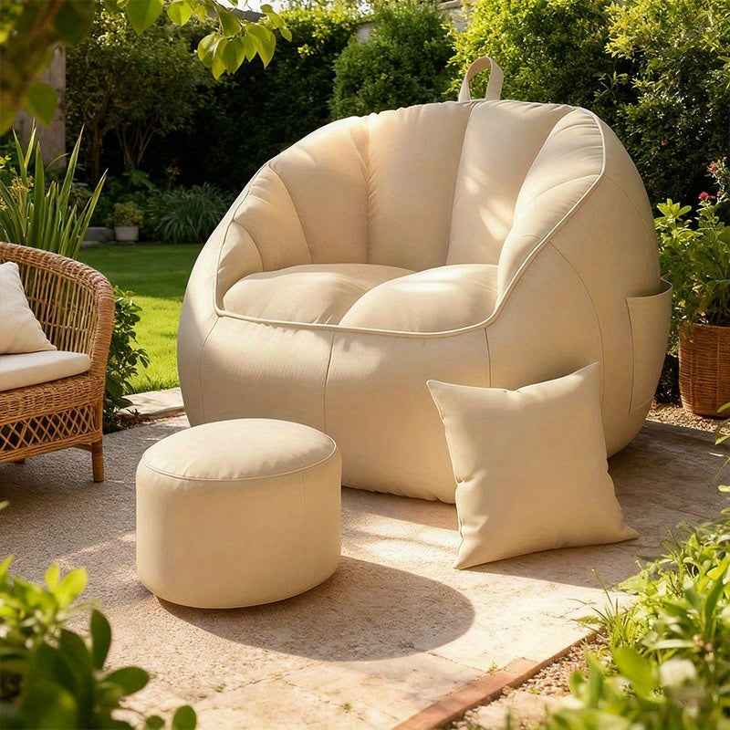 2025 Oversized Bean Bag Chair with Filler - Plush Cushioned Floor Seating, No Assembly Required, Black & White Modern Design for Home, Office, or Living Room - Ideal for, Movie Nights & Relaxation, Office Furniture, Contempor