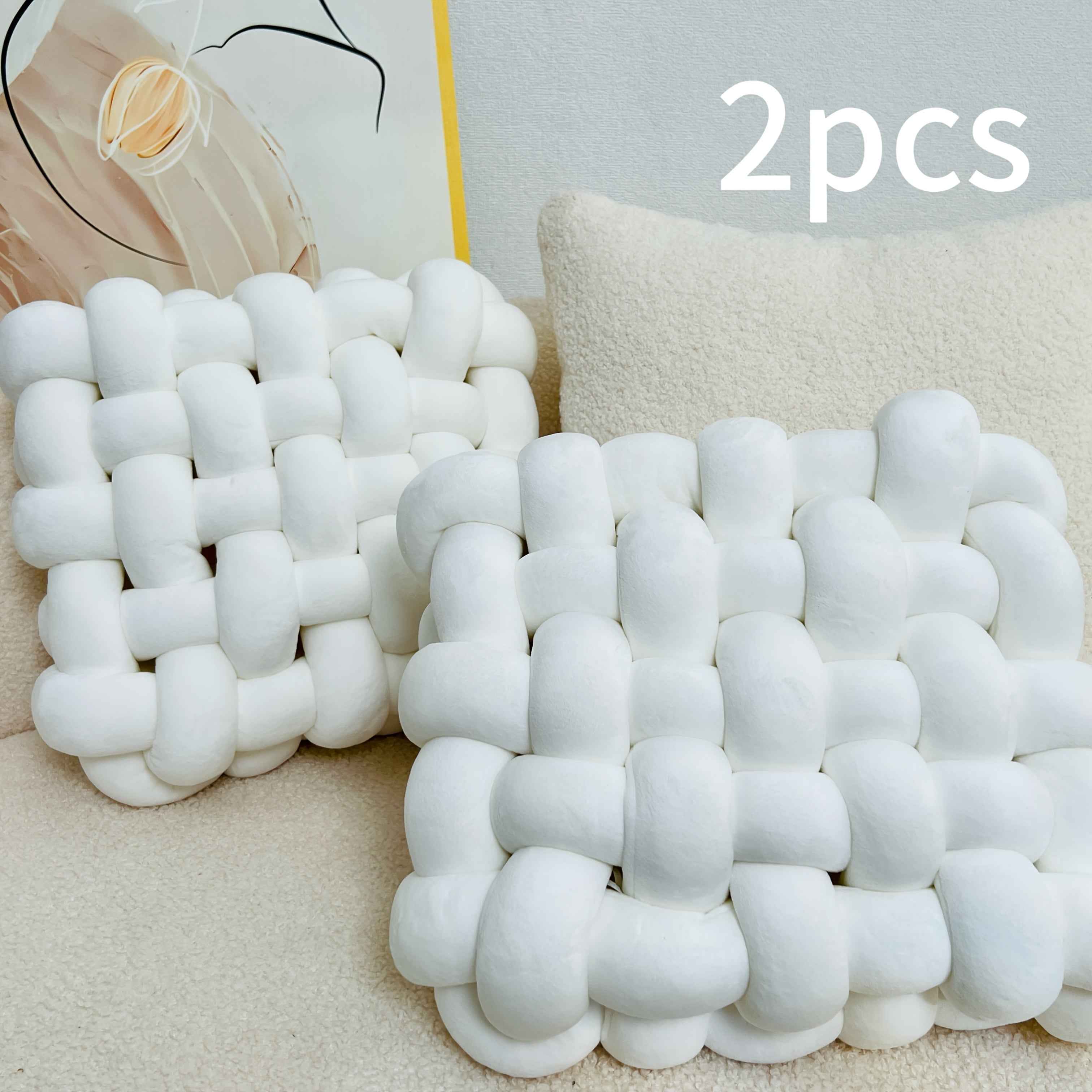2pcs Knot Throw Pillow Soft Throw Pillow Home Decoration Cushion Square Office Knotted Plush Throw Pillow Cushion For Living Room Bedroom Sofa Couch Living Room Home Decor
