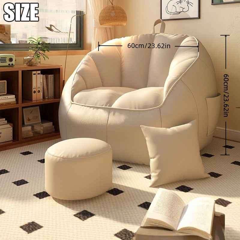 2025 Oversized Bean Bag Chair with Filler - Plush Cushioned Floor Seating, No Assembly Required, Black & White Modern Design for Home, Office, or Living Room - Ideal for, Movie Nights & Relaxation, Office Furniture, Contempor