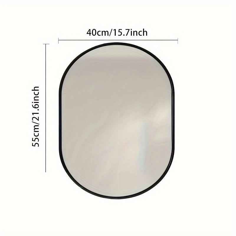 1pc 60x40cm Wall-Mounted Oval Bathroom Vanity Mirror with Brushed Aluminum Frame - Modern Space-Saving Design, Golden/Black, No Electricity Needed for Bathroom, Bedroom, or Dressing Room, Bathroom Mirrors for Wall, Bedroom Ac