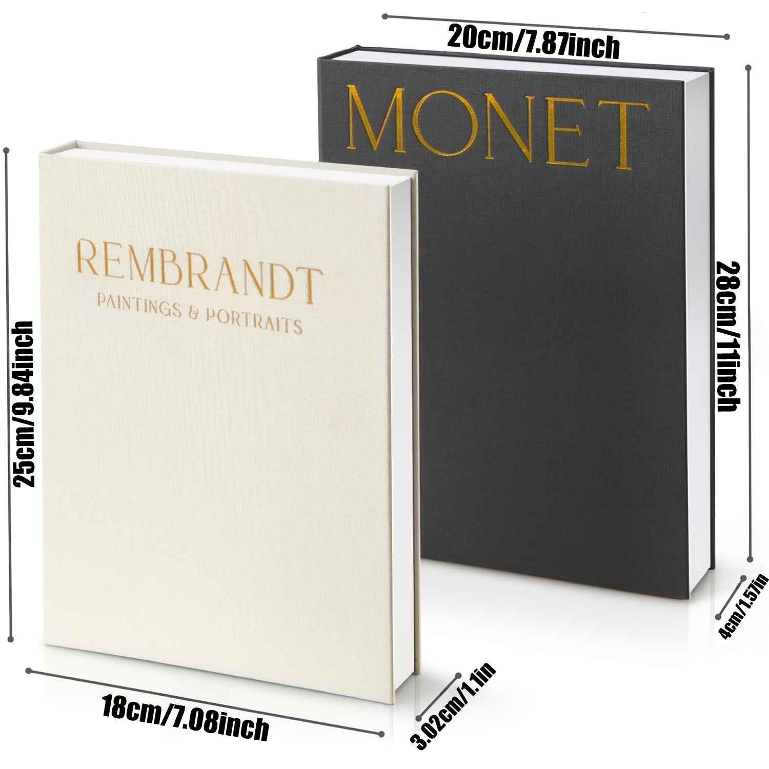 Aesthetic Decorative Books - Coffee Table Books Decor - Faux Decor Book Storage Box for Decoration - Set of 2 Linen Fake Book for Home Table Decor - Bookshelf Decor Photo Storage Keepsake Box