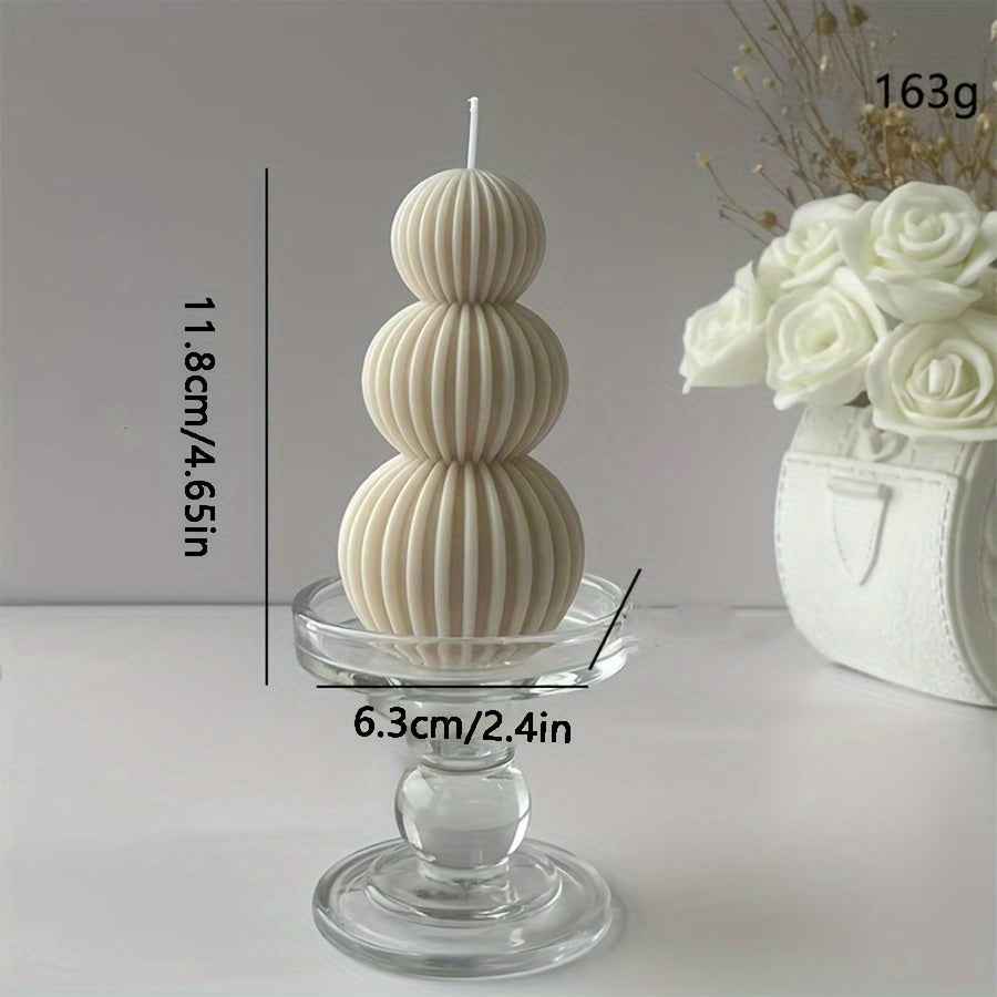 Romantic Wave Sphere Scented Candle - Sandalwood Aroma, Geometric Design for Home Decor, Perfect for Valentine's Day & Special Occasions