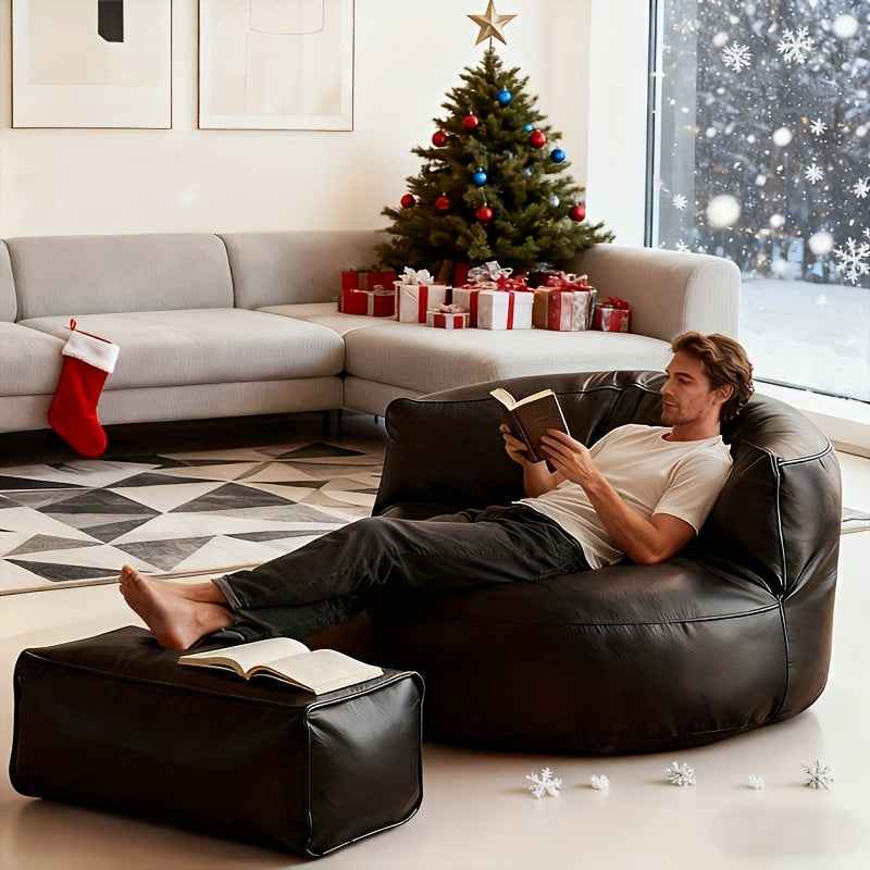 2025 Unique Bean Bag Cover Pouf with Ottoman Beanbag Chair Lazy Armchair Couch, Soft and Comfortable, Bean Bag Chairs for Adults, Easy to Clean for Floor Seating, Lounge Relaxing, Video Games, Movie Night