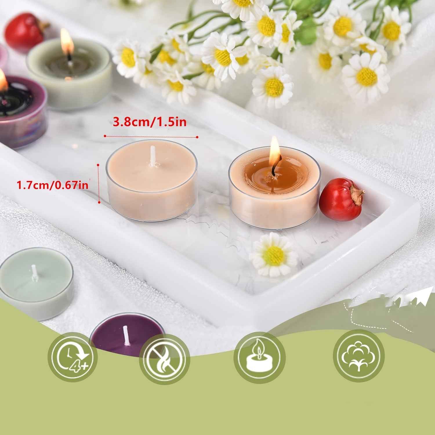 12-Pack Soy Wax Tea Light Candles, Lavender & Rose Scented, Glitter Embellished, Round Single-Wick, Resin Container, for Indoor Use - Perfect for Christmas, Thanksgiving, Valentine's, Birthdays & More