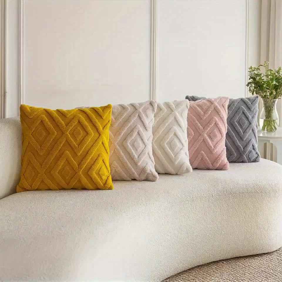 2pcs Boho Abstract Throw Pillow Covers, Soft Plush Polyester Fabric, Geometric Pattern, Zipper Closure, Hand Wash Only, 30.48x50.8cm, 45.72x45.72cm, 50.8x50.8cm - Farmhouse Style Decorative Cushion Cases for Couch, Sofa, Bedr