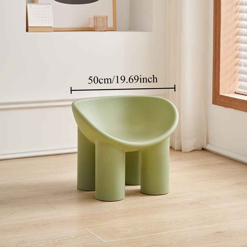 Modern Minimalist Four-Legged Elephant Accent Chair - Sturdy Plastic Indoor/Outdoor Furniture with White, , Mustard-Yellow, Beige, Brown, Grey, Black, or Light Brown - Easy-Clean Hard Floor Compatible, No Assembly Required, D