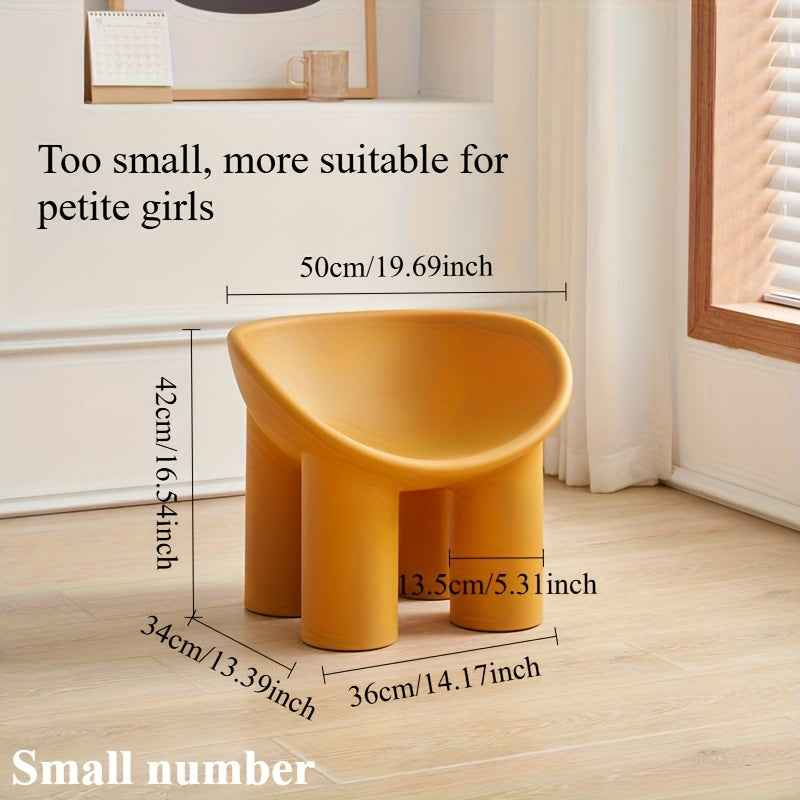 Modern Minimalist Four-Legged Elephant Accent Chair - Sturdy Plastic Indoor/Outdoor Furniture with White, , Mustard-Yellow, Beige, Brown, Grey, Black, or Light Brown - Easy-Clean Hard Floor Compatible, No Assembly Required, D