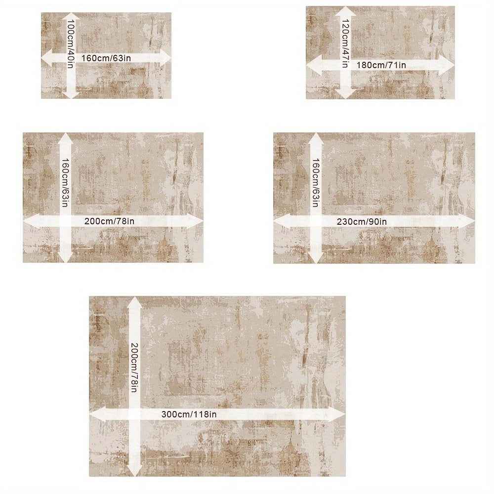 Extra Large Area Mat - Luxury Soft Anti-Slip Floor Mat, Machine Washable Beige & Brown Modern Mat for Living Room, Bedroom, Office - Durable Polyester Mat for Large Spaces up to 2.16m² & Extra Long 1.8m+ Side Lengths - Ideal