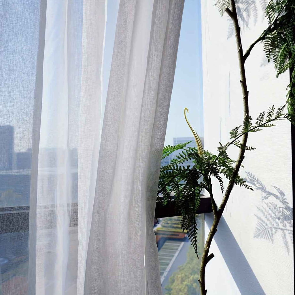 4pcs set, pure white breathable and lightweight curtains with a good drape effect for spring/summer, featuring top rod pocket design. Suitable for European and Middle Eastern markets, the fabric is comfortable and breathable,