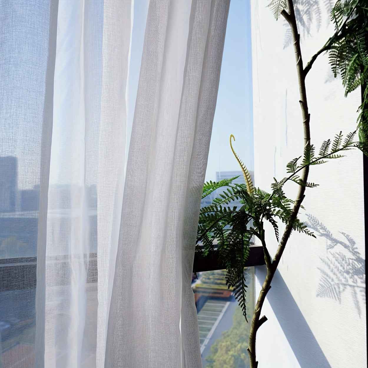 4pcs set, pure white breathable and lightweight curtains with a good drape effect for spring/summer, featuring top rod pocket design. Suitable for European and Middle Eastern markets, the fabric is comfortable and breathable,