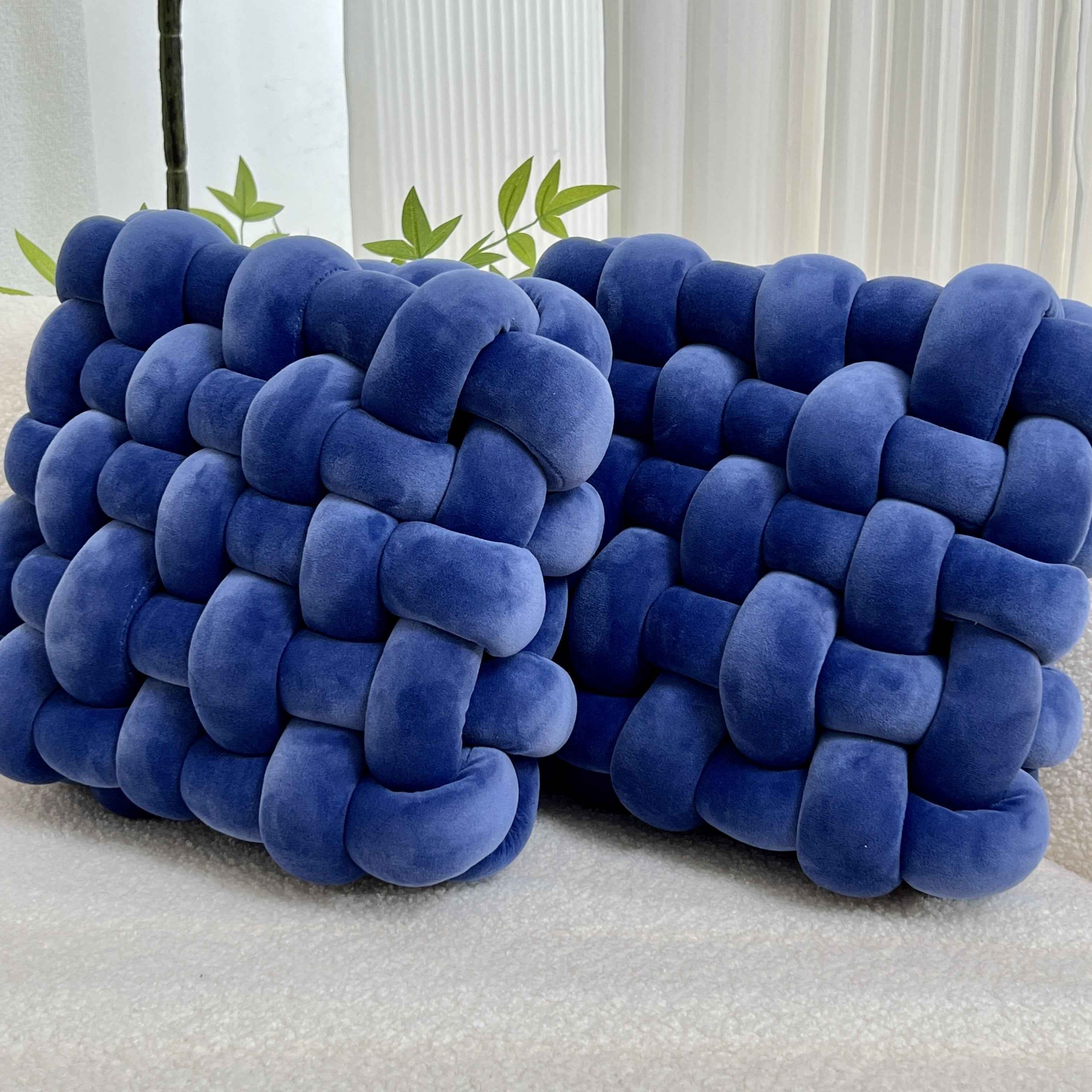 2pcs Knot Throw Pillow Soft Throw Pillow Home Decoration Cushion Square Office Knotted Plush Throw Pillow Cushion For Living Room Bedroom Sofa Couch Living Room Home Decor