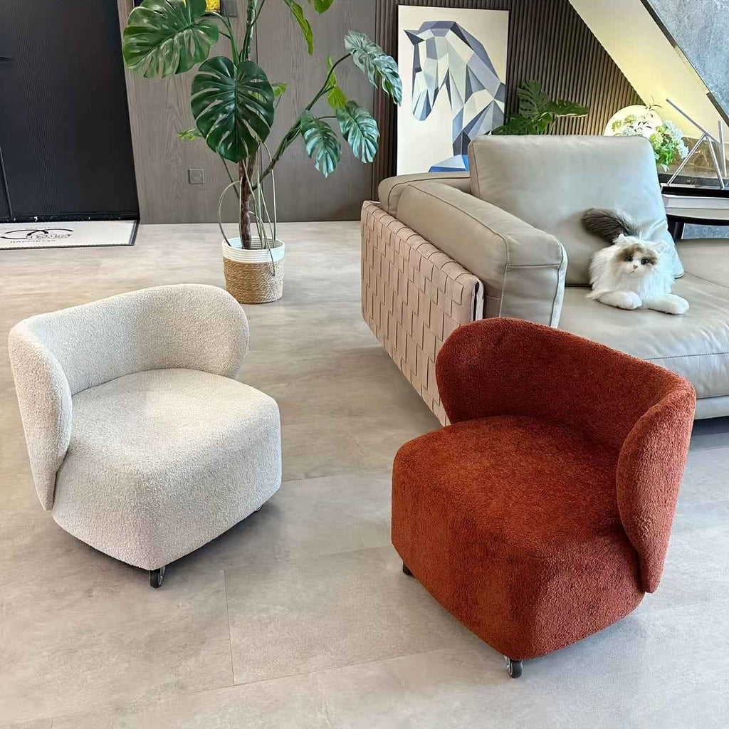 1pc Nordic-Style Single Sofa - White, Relaxing & Casual Design with Rotating Feature, Comfortable Seat for Living Room or Bedroom, Open Back, Sponge Filled, No Assembly Required, Perfect for Relaxing Moments, Cozy Home Decor,